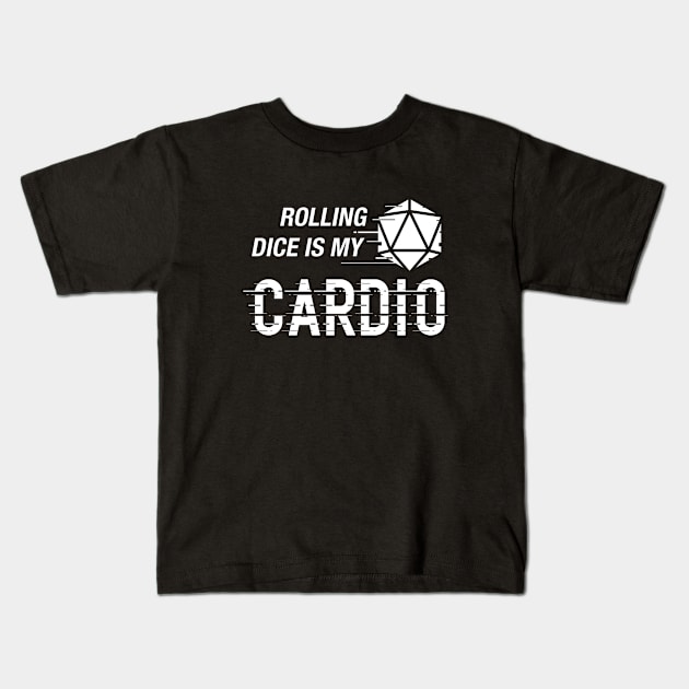 Rolling Dice is My Cardio Funny Tabletop RPG Kids T-Shirt by pixeptional